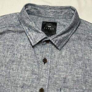 Sitka Gear Button Down Shirt Mens Large Blue Gray Short Sleeve 600219 Gorpcore
